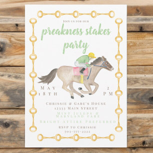 Watercolor Jockey Preakness Party Horse Tävling Inbjudningar