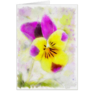 Watercolor Johnny Jump Viola Birthday Card Hälsningskort