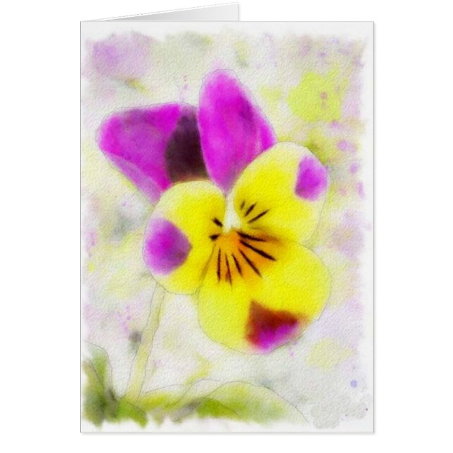 Watercolor Johnny Jump Viola Birthday Card Hälsningskort (Framsidan)