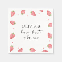 Watercolor jordberry 1:a födelsedag Party Berry