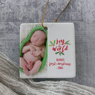 Watercolor Joy till World Baby Första jul Julgransprydnad Keramik
