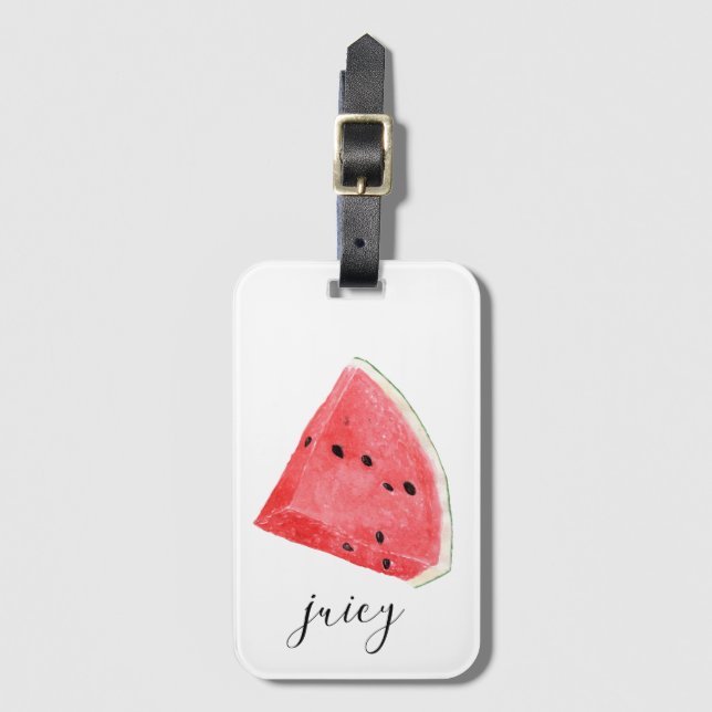 Watercolor Juicy Watermelon Wedge Bagagebricka (Framsida vertikal)