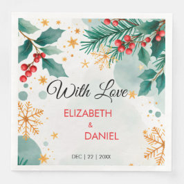 Watercolor jul Bröllop med Holly Pappersservett