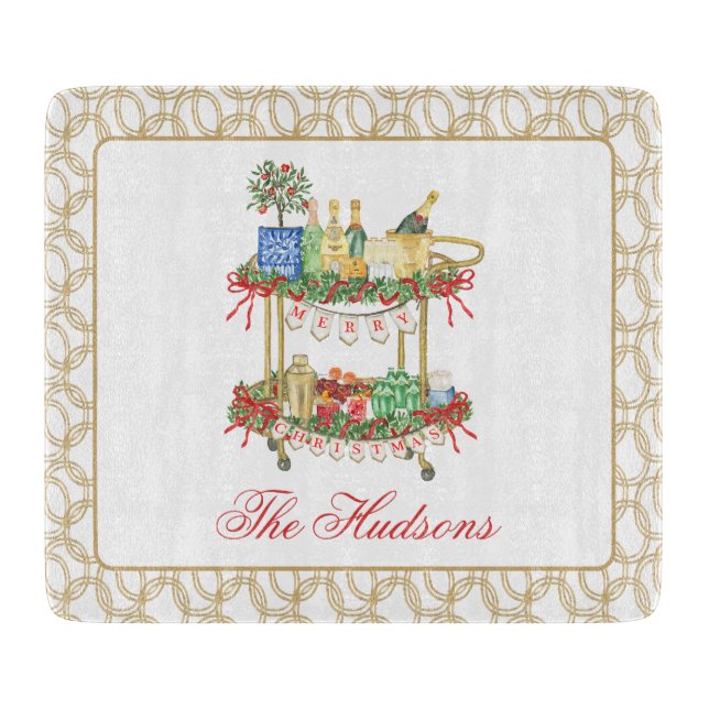 Watercolor jul Champagne Pub Cart (Framsidan)