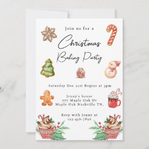 Watercolor jul Cookie Baking Party Inbjudningar