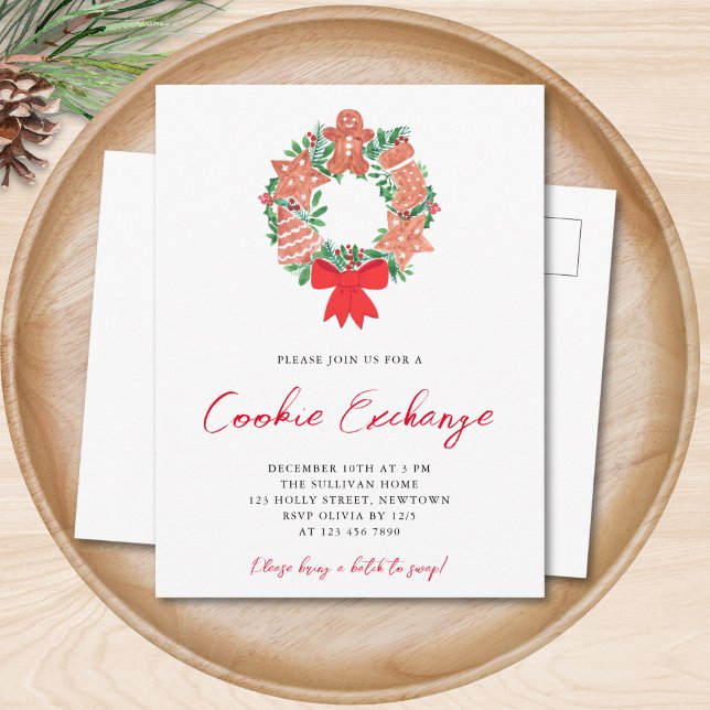 Watercolor jul Cookie Exchange Inbjudan Vykort (Skapare uppladdad)