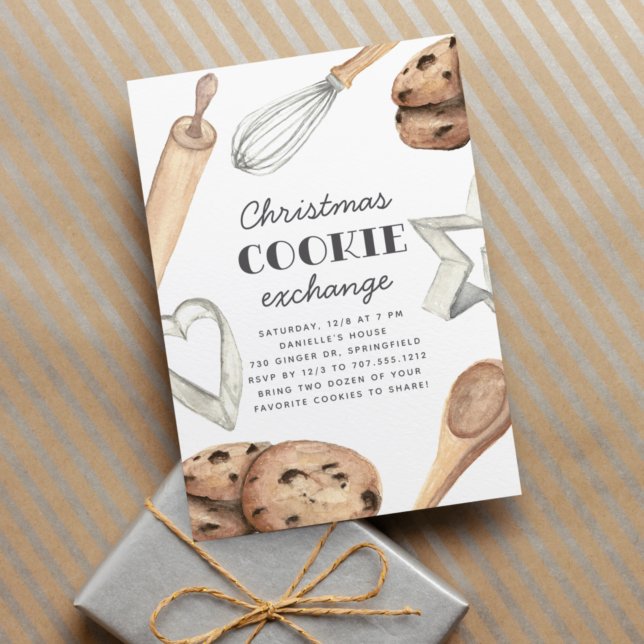 Watercolor jul Cookie Exchange Party Inbjudningar (Skapare uppladdad)