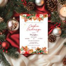 Watercolor jul Cookie Exhange Party Helgdag