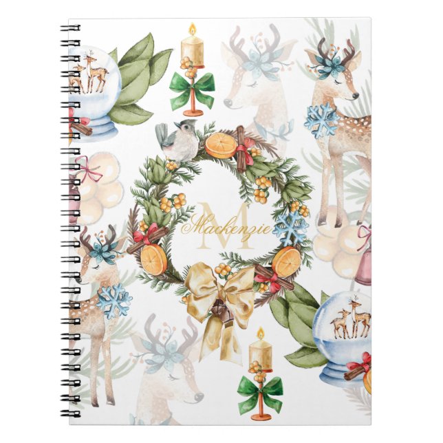 Watercolor jul-familjen Namn Anteckningsbok (Framsidan)