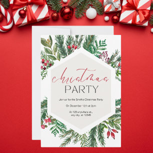 Watercolor jul Greenery Party Inbjudningar