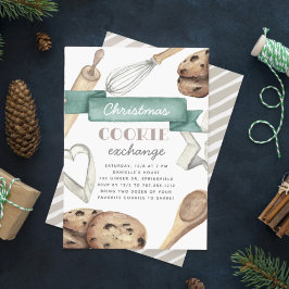Watercolor jul Helgdag Cookie Exchange Party Inbjudningar