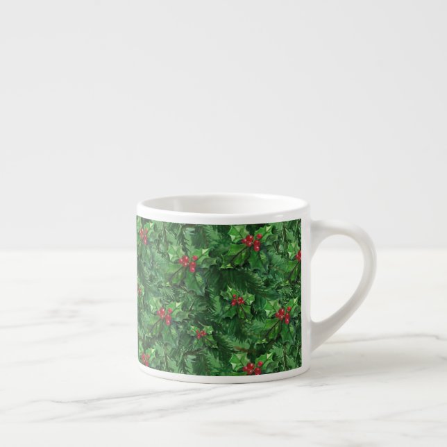 Watercolor jul Holly Berries Espressomugg (Höger)