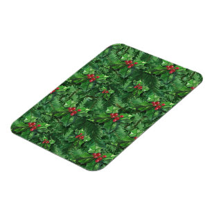 Watercolor jul Holly Berries Magnet