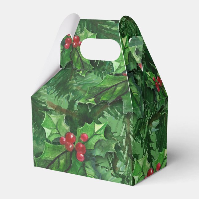 Watercolor jul Holly Berries Presentaskar (Framsidan Sidan)