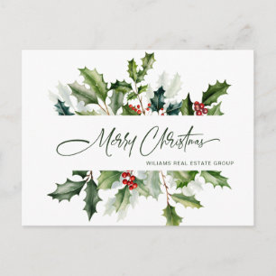 Watercolor jul Mistletoe Corporate Hälsning Helg Vykort