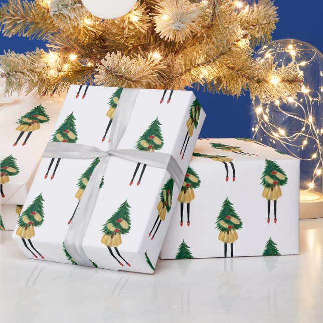 Watercolor jul Mode Girl Presentpapper (Helgdagar)