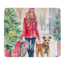 Watercolor jul Mode Shopping Girl