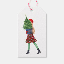 Watercolor jul Shopping Mode Girl