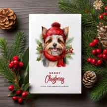 Watercolor jul Yorkie Hund