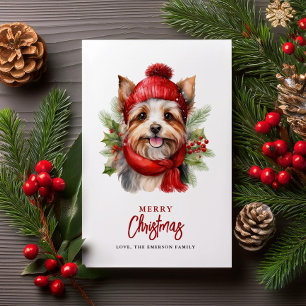 Watercolor jul Yorkie Hund Julkort