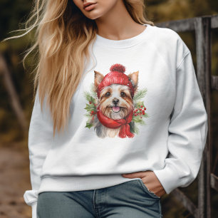 Watercolor jul Yorkie Hund T Shirt
