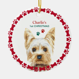 Watercolor jul Yorkie Personlig Ornament