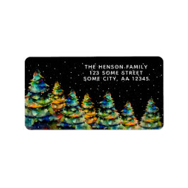 Watercolor Julgran Artistic Helgdag Adress Adressetikett