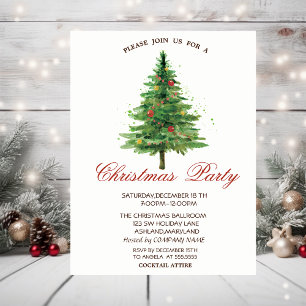 Watercolor Julgran Company jul Party Inbjudningar