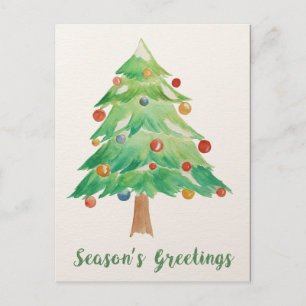 Watercolor Julgran Corporate Helgdag Card Helg Vykort