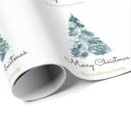 Watercolor Julgran elegant visemisk Presentpapper