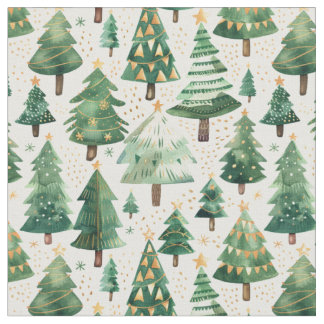 Watercolor Julgran Forest Tyg