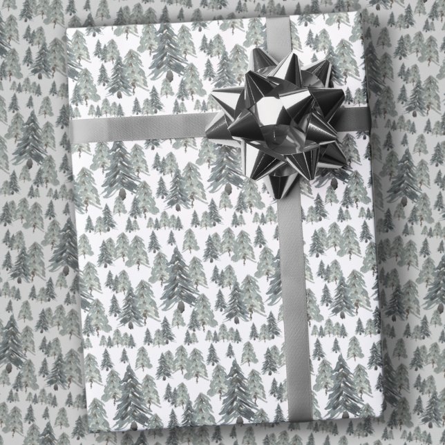 Watercolor Julgran Forest Winter Wonderland Presentpapper (Skapare uppladdad)