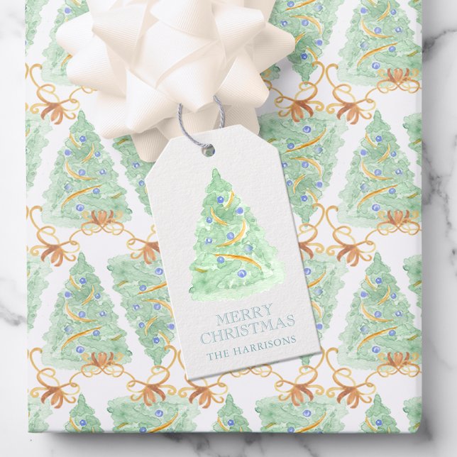 Watercolor Julgran GrandMillennium Presentetikett (Skapare uppladdad)