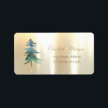 Watercolor Julgran Guld Adressetikett<br><div class="desc">Julgran på glansig bakgrund i guld. En elegant och en sofistikerad designe.Kostumize med ditt namn och information om adress.</div>
