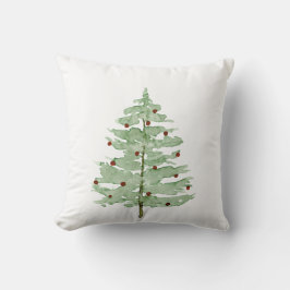 Watercolor Julgran Pillow Kudde