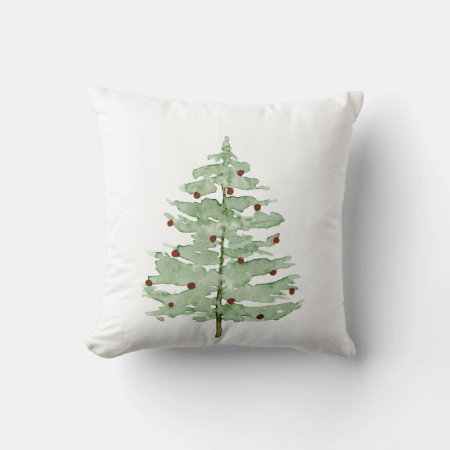 Watercolor Julgran Pillow Kudde (Framsida)