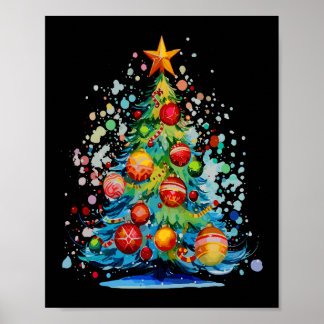 Watercolor Julgran Poster