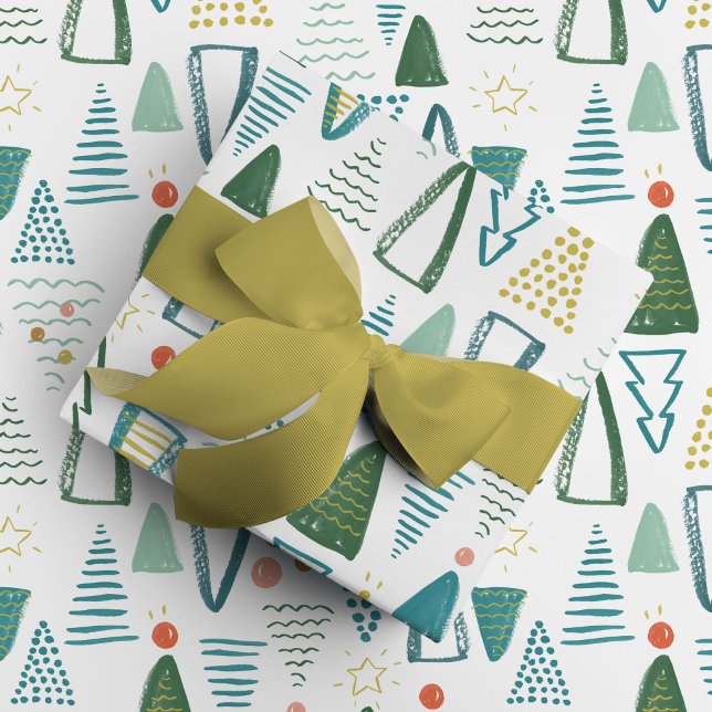 Watercolor Julgran Presentpapper (Watercolor Christmas trees wrapping paper.)
