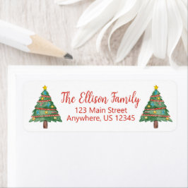 Watercolor Julgran Returadress Etikett