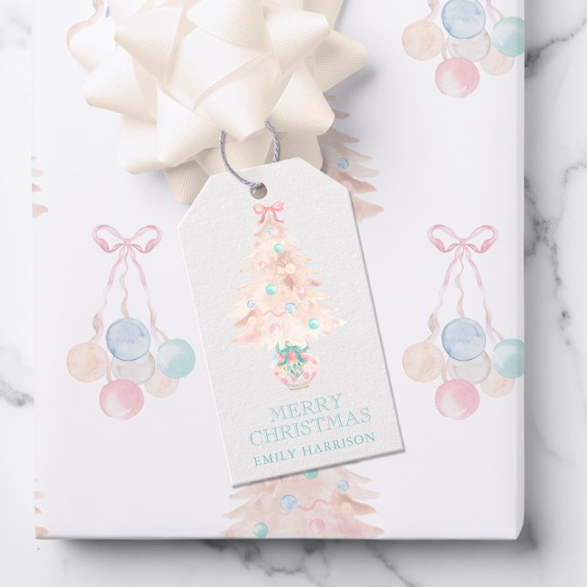 Watercolor Julgran Rosa GrandMillennium Presentetikett (Skapare uppladdad)