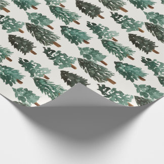 Watercolor Julgran Wrapping Papper i Grönt Presentpapper
