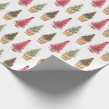 Watercolor Julgran Wrapping Papper
