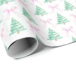 Watercolor Julgranar Christma Wrapping Papper Presentpapper
