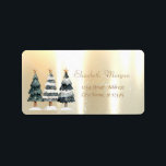 Watercolor Julgranar Elegant Guld Adressetikett<br><div class="desc">Vattenskärg Julgranar på guld-bakgrund. En elegant och en sofistikerad design. Anpassa med ditt namn och information om adress.</div>