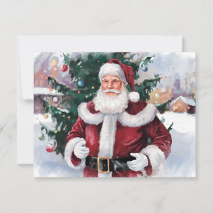 Watercolor Jultomten christmas Julkort