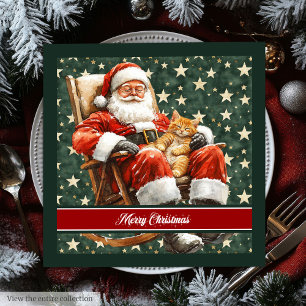 Watercolor Jultomten God jul Napkins Pappersservett