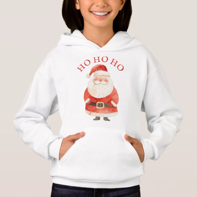 Watercolor Jultomten HO HO HO Cute Jul T Shirt (Framsida)