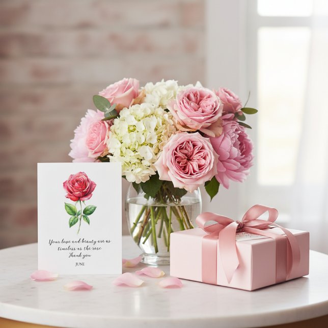 WATERCOLOR JUNE ROSE BIRTH FLOWER VYKORT (Skapare uppladdad)