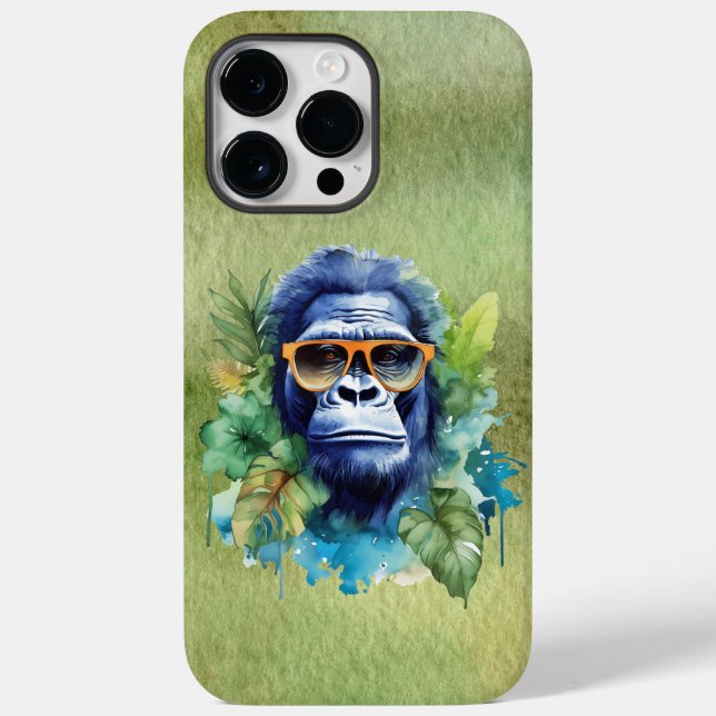 Watercolor Jungle Gorilla with Sunglasses & Blad (Baksida)