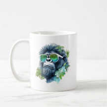 Watercolor Jungle Gorilla with Sunglasses & Blad